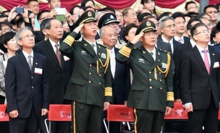 <b>Lieutenant General Yue Shixin, political commissar of the Hong Kong Garrison, has chan</b>