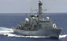 The British patrol ship ＂Ri Man Man＂ sailed through the Taiwan Strait