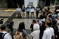 Hong Kong cross -gender group demonstration protests against Hong Kong government dela