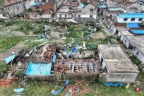 The two places in Jiangsu were alert to more extreme weather by strong torrents on the